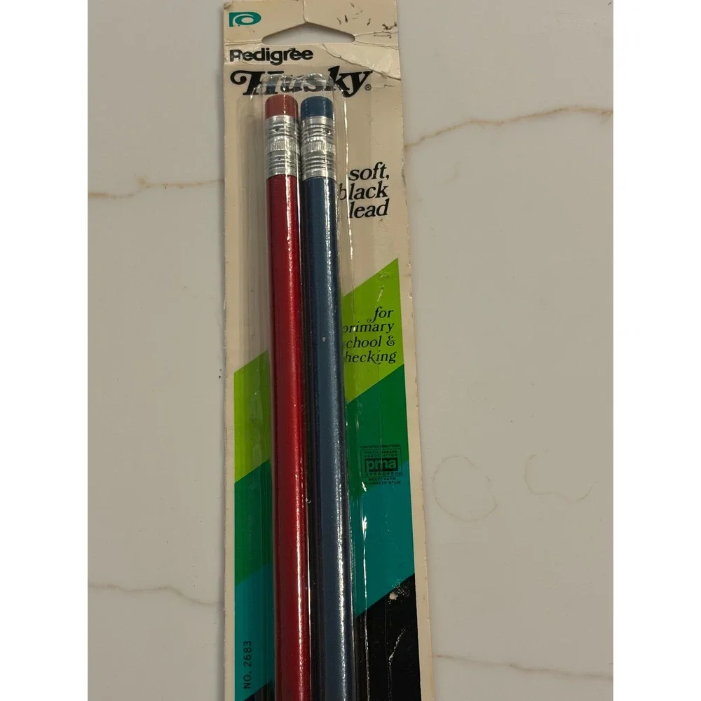 Vintage 1977 Pedigree Husky Pencils 2 Pack Soft Black Lead Empire Berol USA 2683